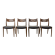Teak and Black Leatherette Vintage Design Dining Chairs, 1960s