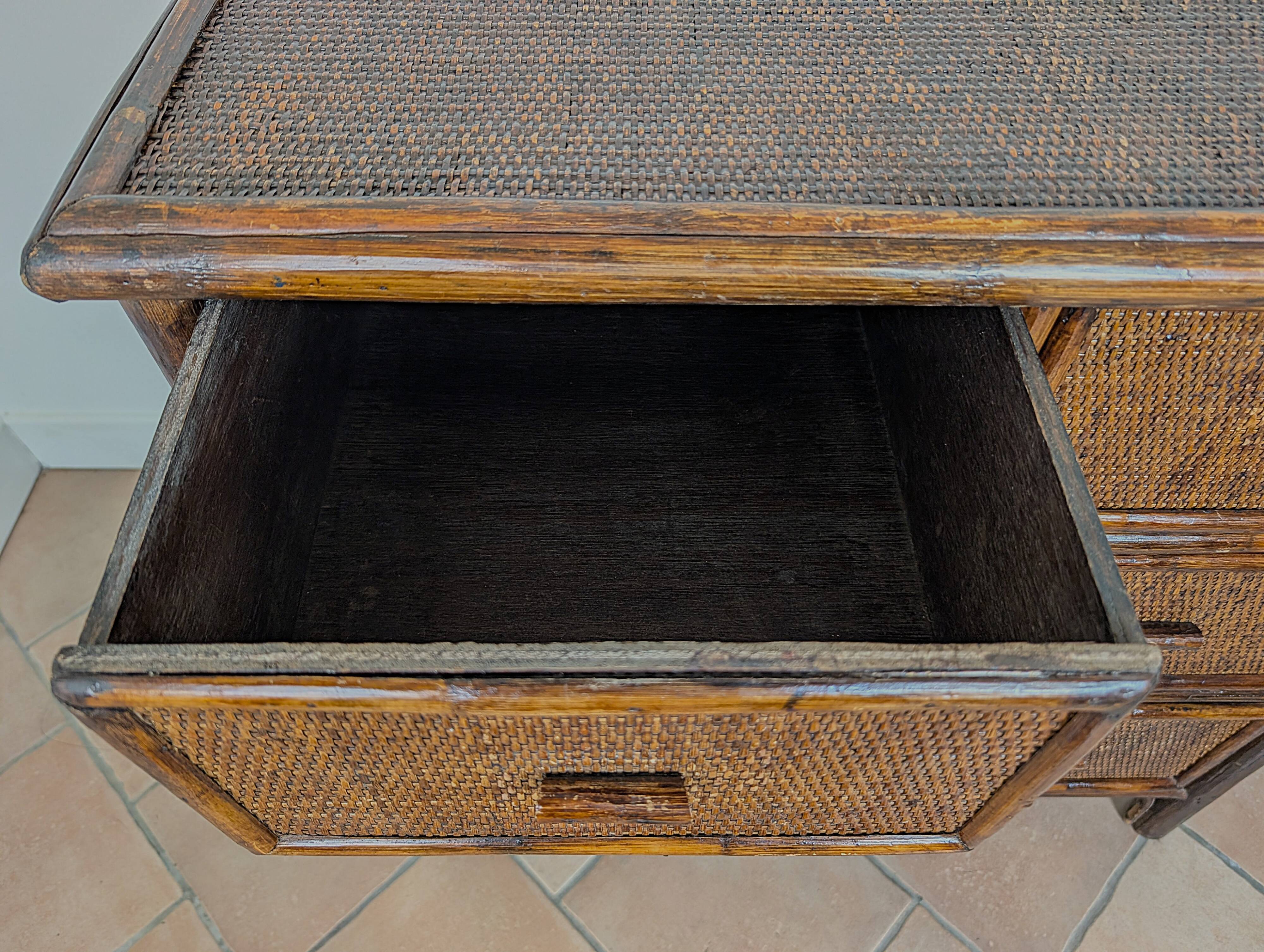 Commode bambou et rotin