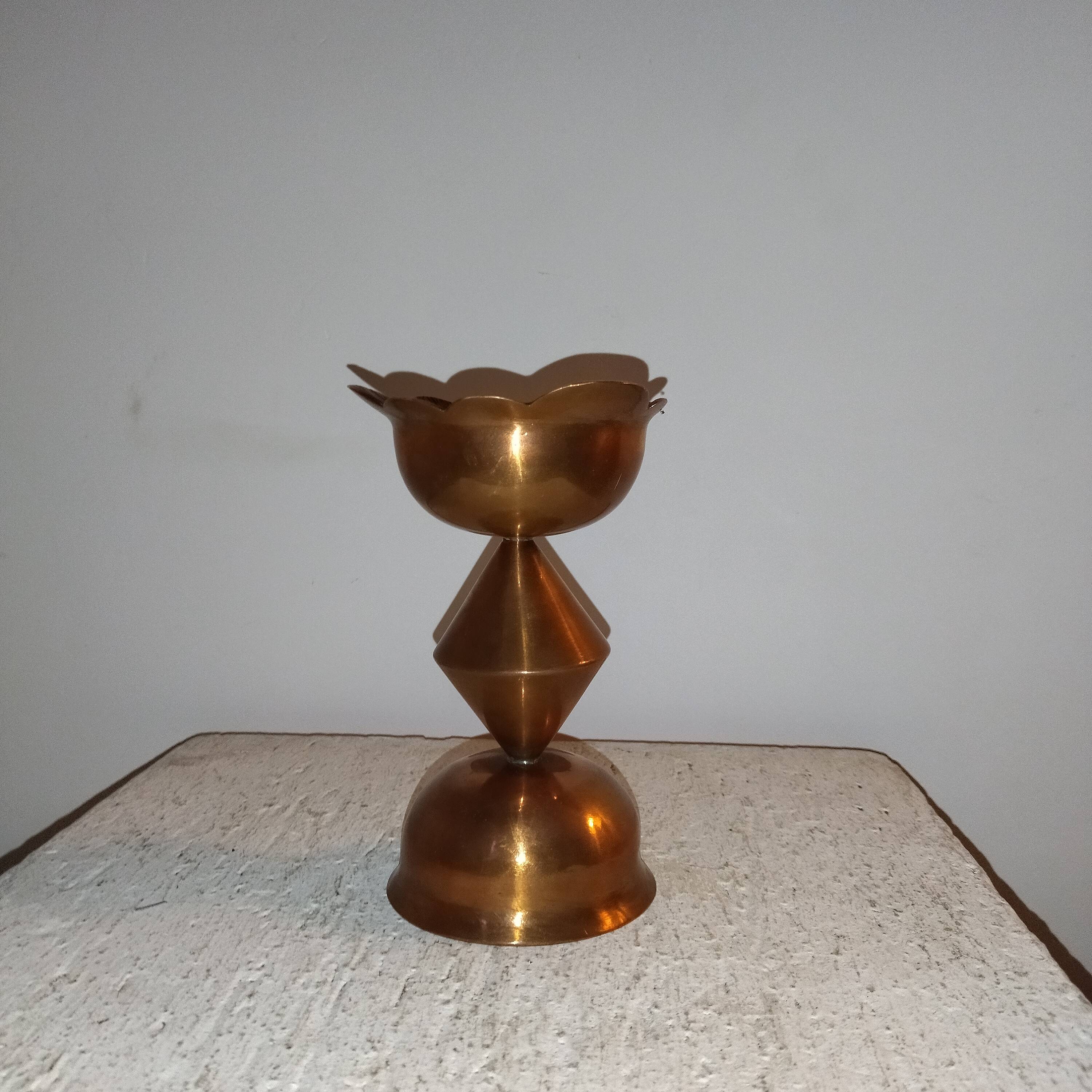 Candle holder pick copper candle brutalist folk art