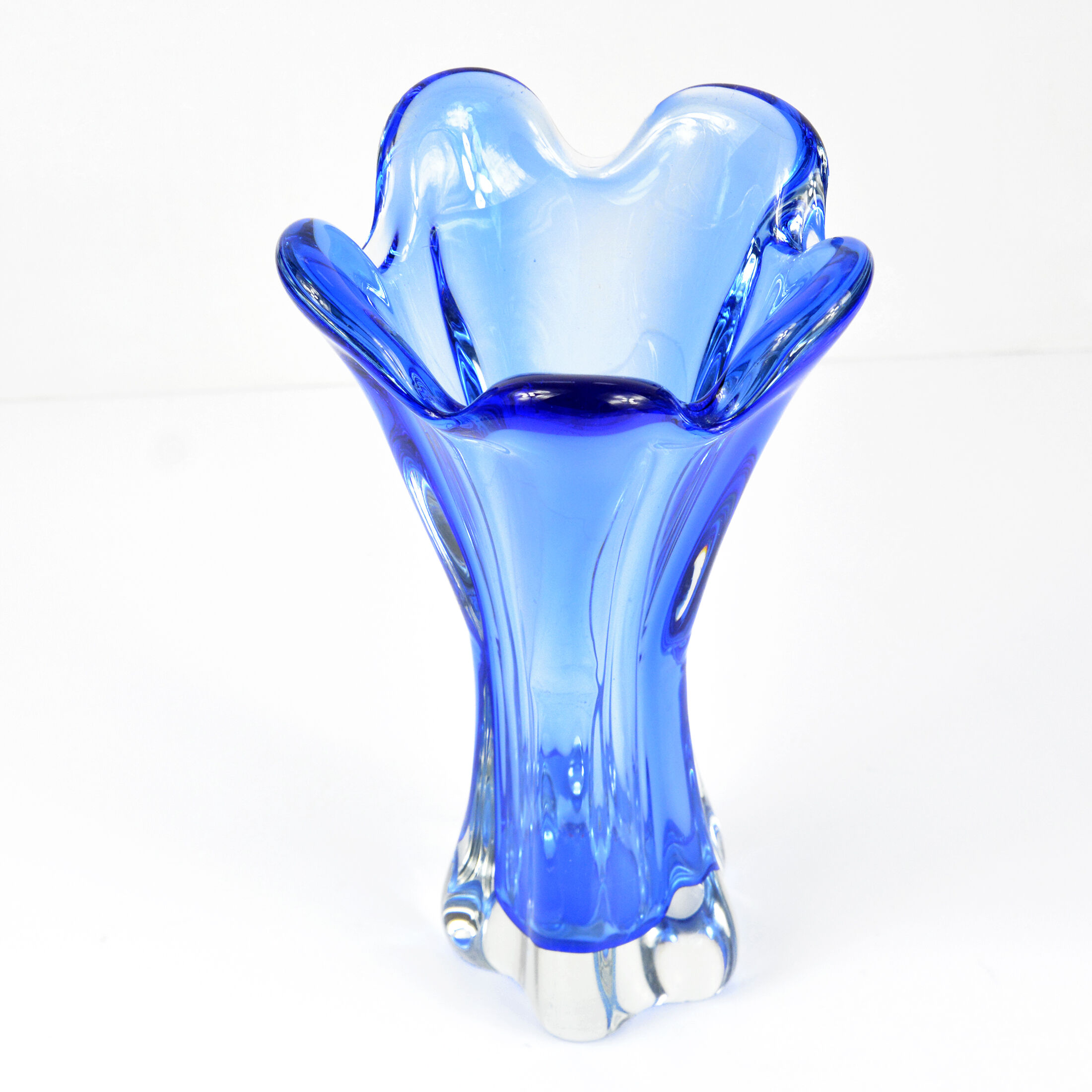 1960s cobalt vase, designed by J. Hospodka, Chribska Sklarna, Czechoslovakia