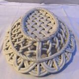 Old Oval Plate Cut-Out Ceramic Flower Relief Decor Italy Wine