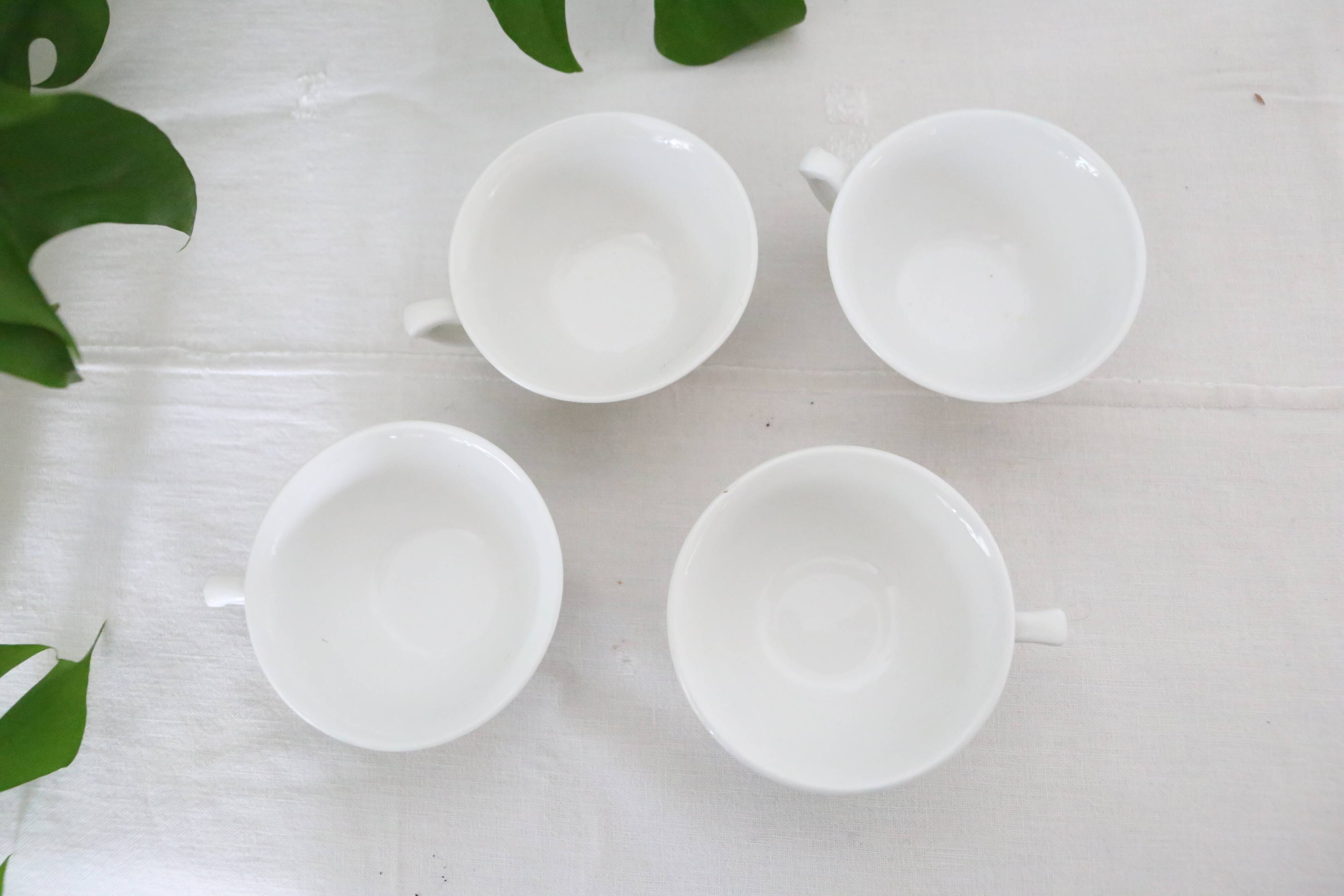 Set of 4 ceramic cups, bistro type, French manufacture