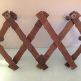 Ten-headed wooden accordion coat rack / vintage 60s-70s