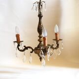 French vintage 3 arm crystal chandelier