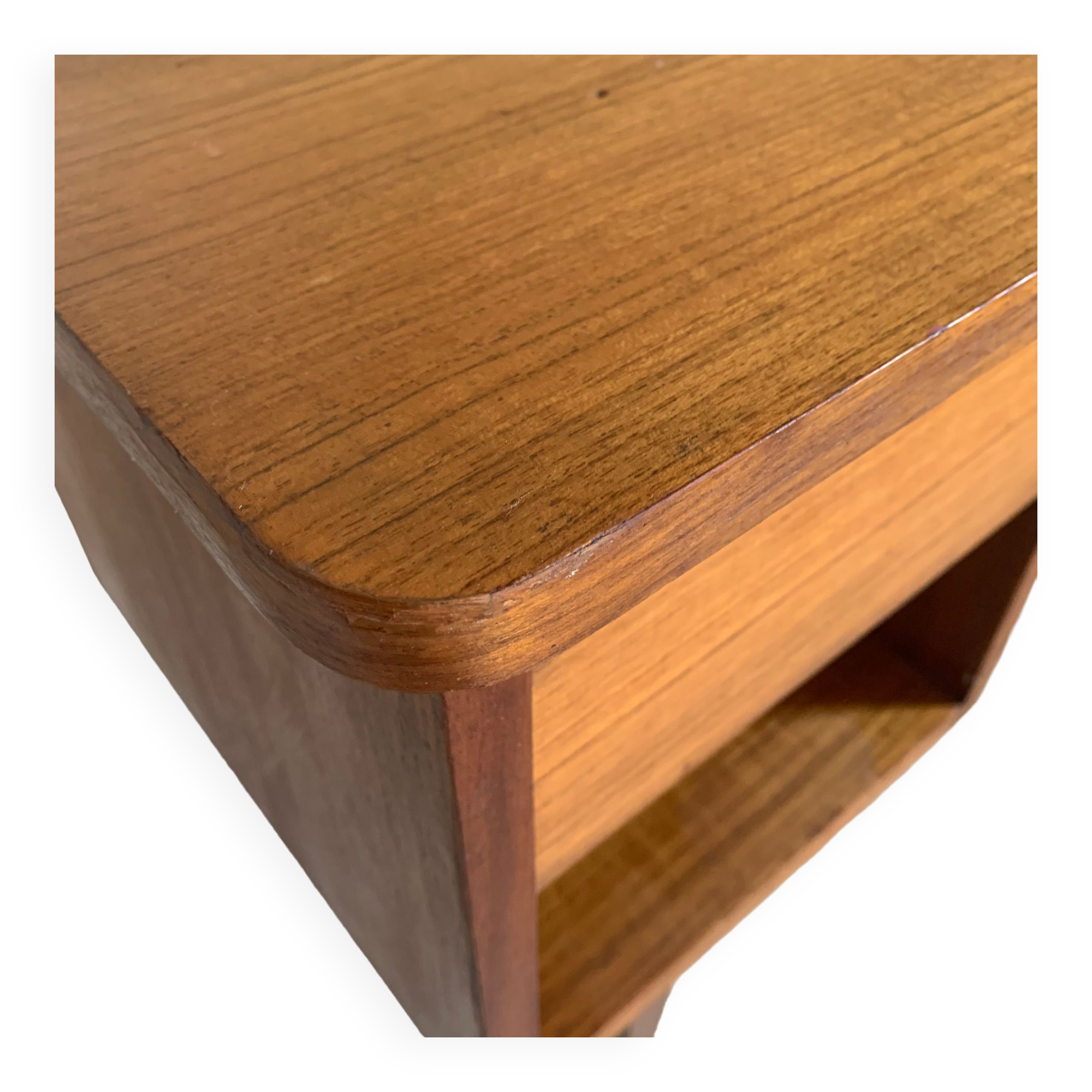 Vintage curved teak desk