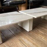 Coffee table in carrara marble with 3 modular elements, italian design ca 1970