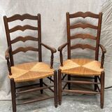 Pair of straw armchairs