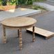 Extendable round farmhouse dining table renovated in raw oak 160cm 20th century