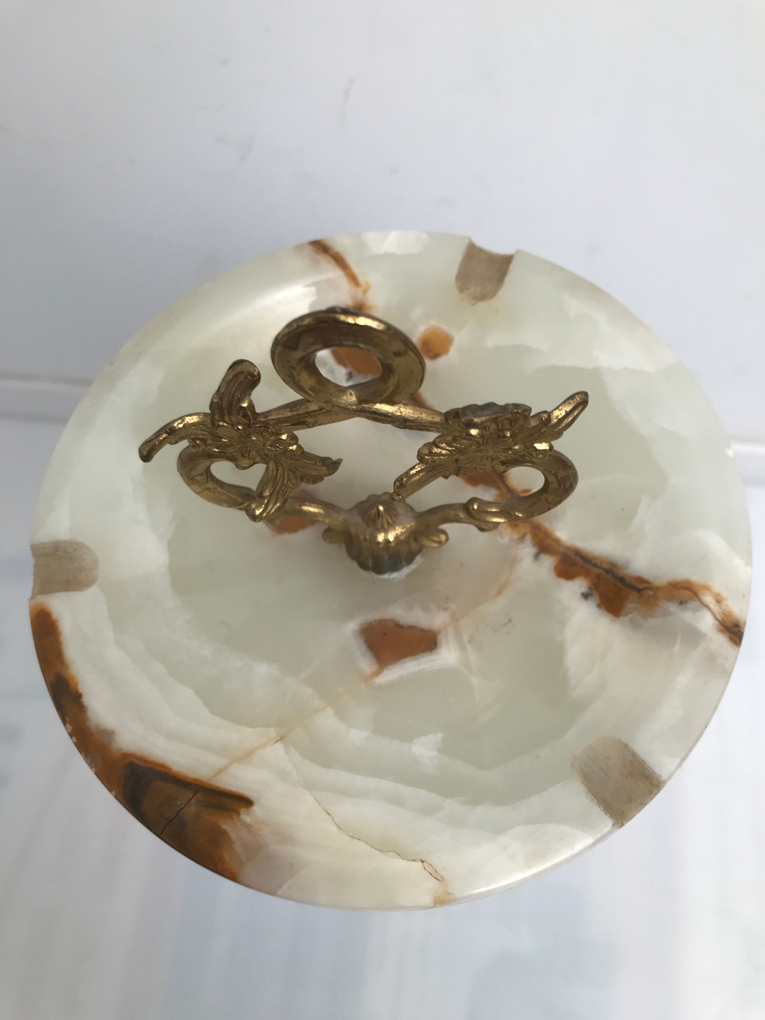 Marble and bronze ashtray