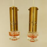 Set of two brass and glass pendant lamps for Örsjö Belysning, Sweden 1960's