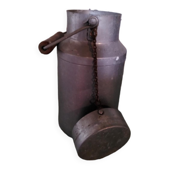 Old milk jug - Aluminum - 1Liters - Wooden handle