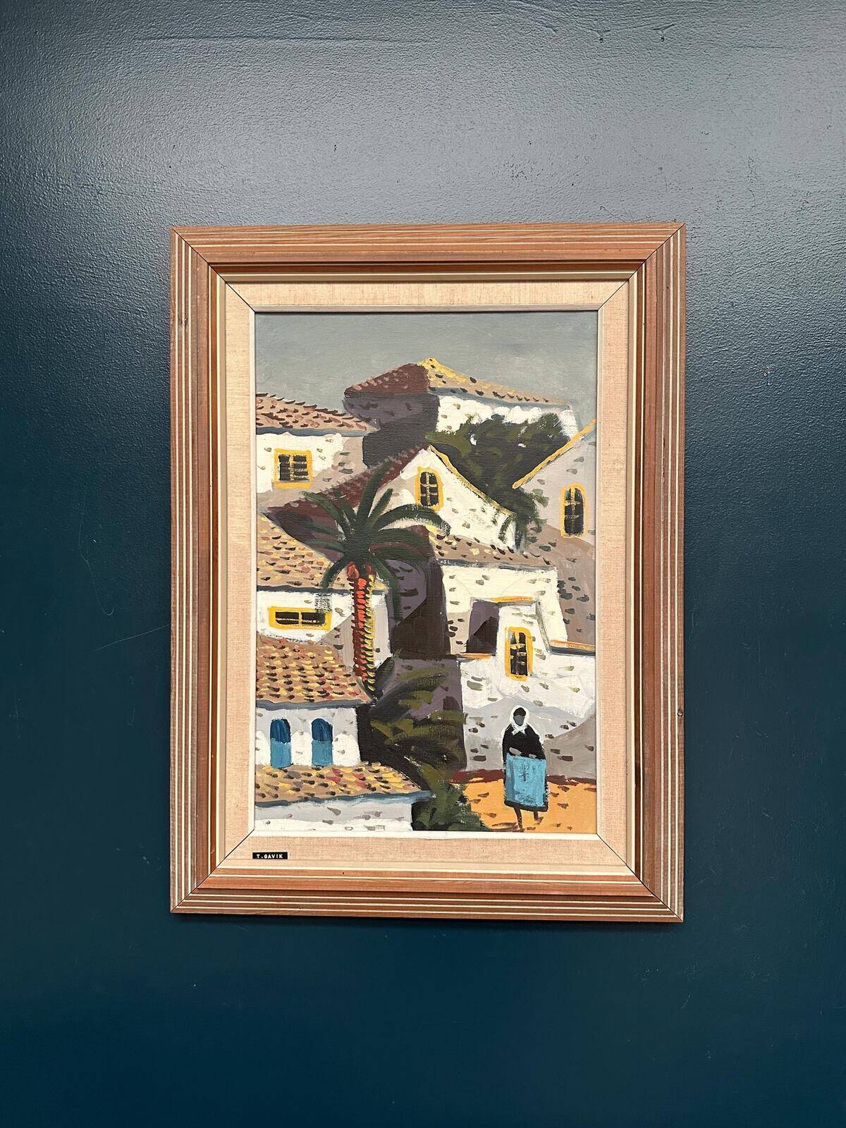 Huile sur toile originale – « Malaga, Espagne » par Tage Gavik – Signé