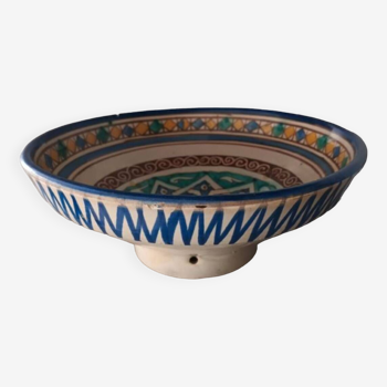 Polychrome ceramic Mokhfia cut dish Tortoise Tronja Morocco 20th century.