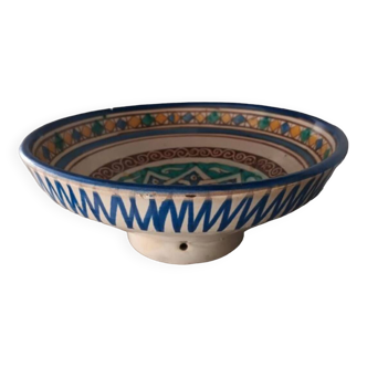 Polychrome ceramic Mokhfia cut dish Tortoise Tronja Morocco 20th century.