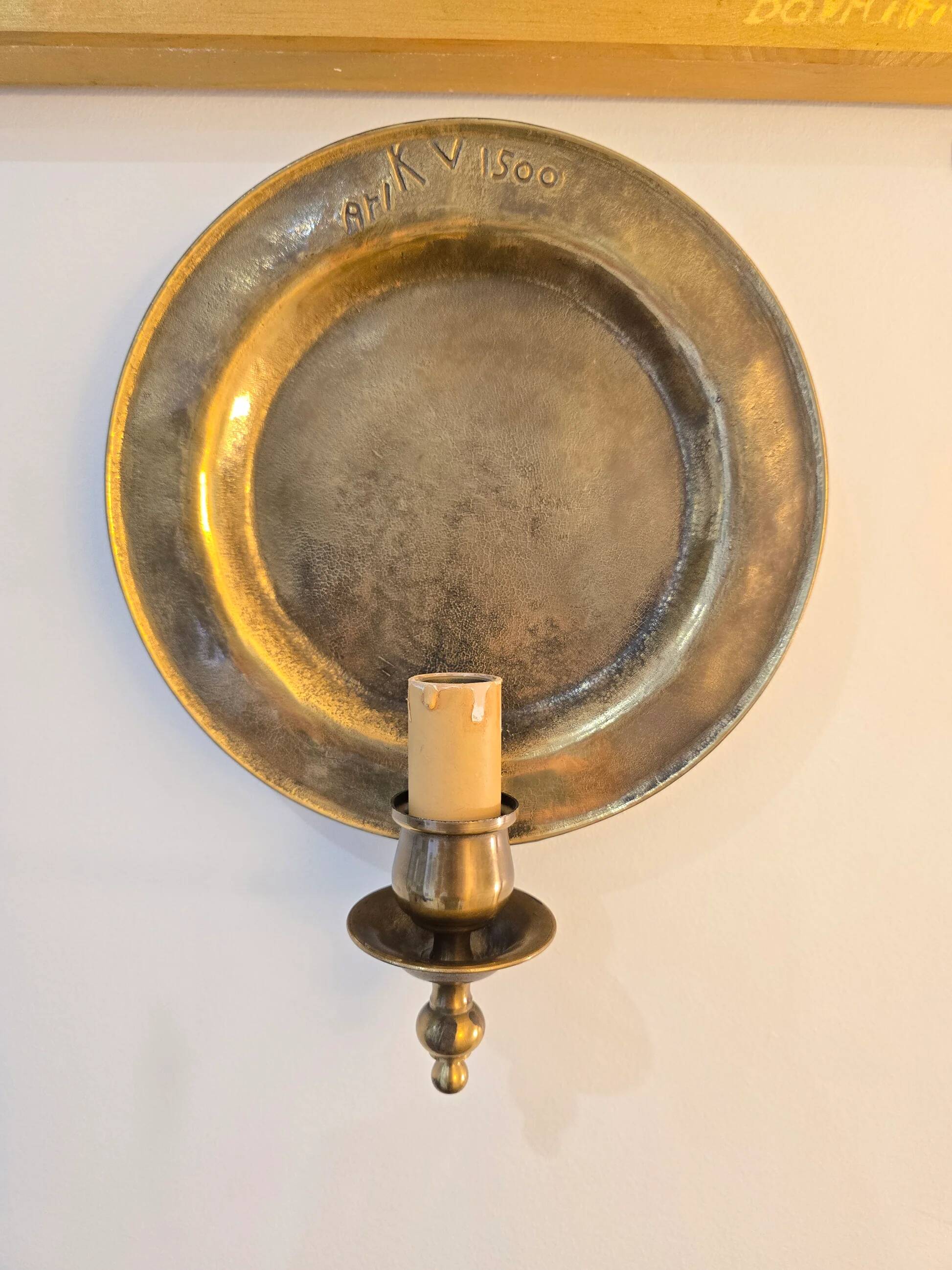 Set of 2 vintage wall sconces Ari KV 1500 – patinated bronze – Ø 25 cm