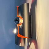 Space age aluminium with orange inside wall lamp sconce , 1970s