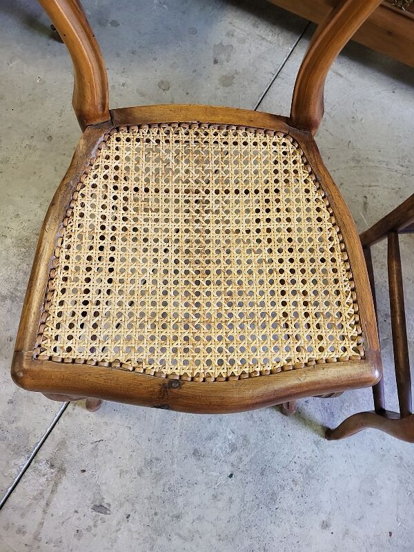 Series of 4 louis philippe walnut chairs with canning