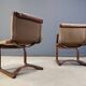 Asko Pajamies vintage leather plywood chairs from Finland, set of 6 - 1970s