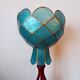 Lampe en céramique et nacre bleue vintage