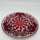 Red cut crystal plate dragon floral pattern