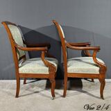 Paire de Fauteuils à Crosses en Acajou, époque Restauration – Début XIXe