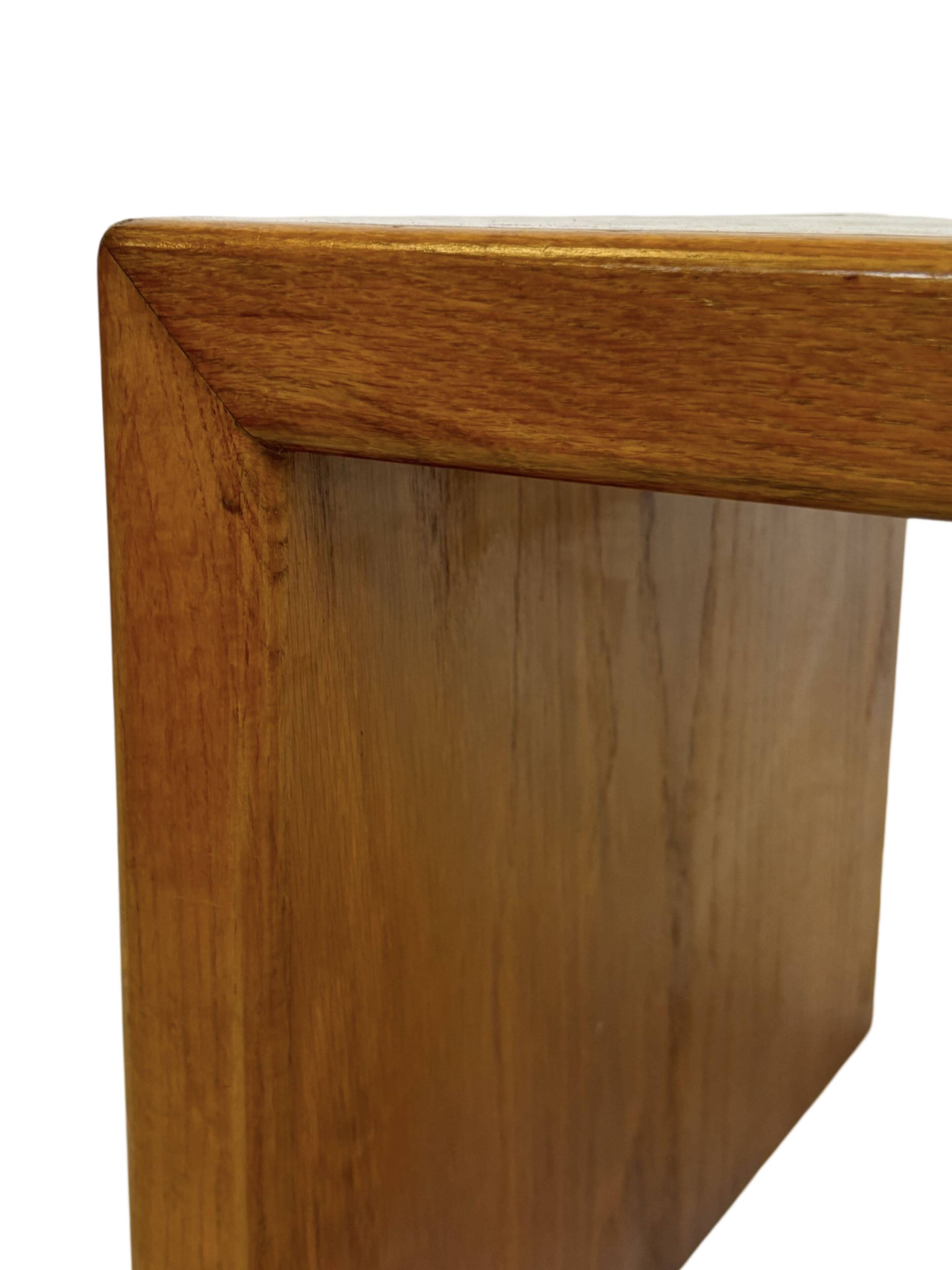 Minimalist vintage teak wood small solid bench