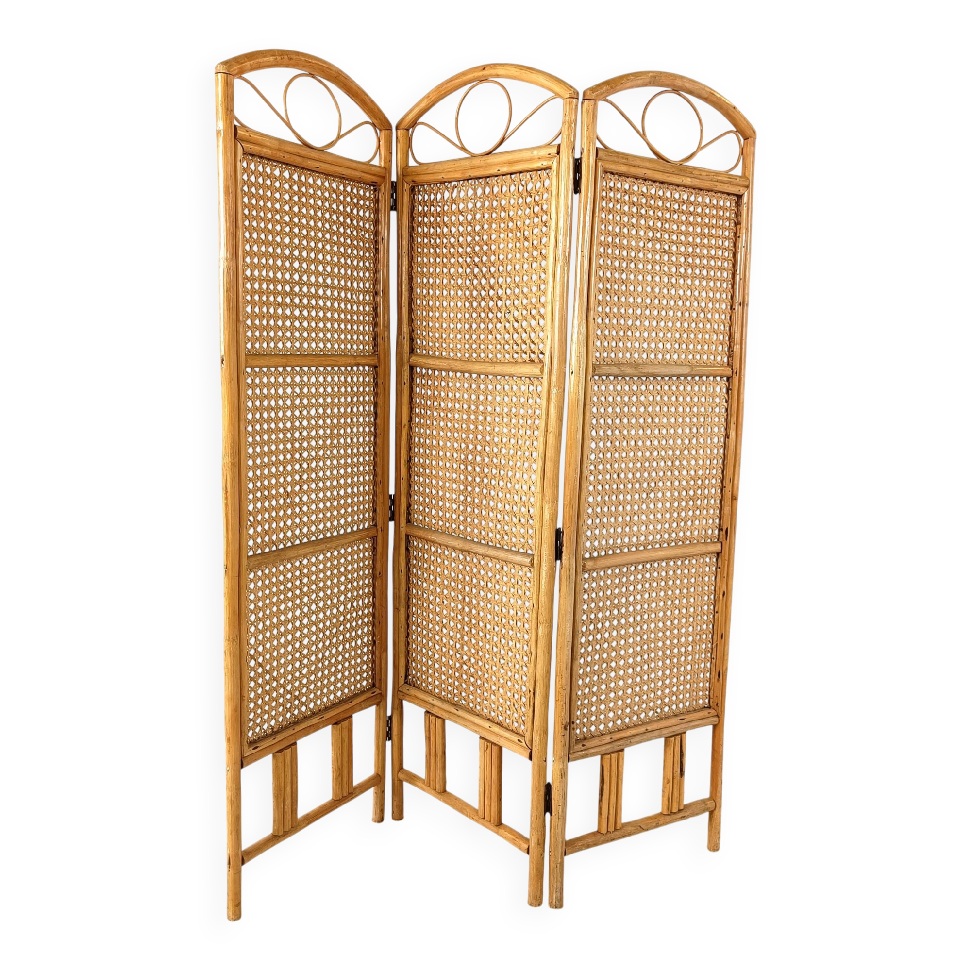 Bamboo room divider or folding screen, 1970s