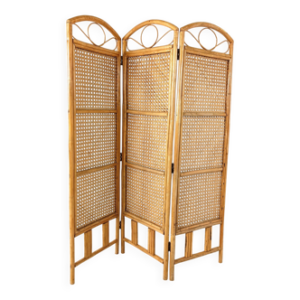 Bamboo room divider or folding screen, 1970s