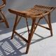 Armchair and footrest in rattan, years 50/60