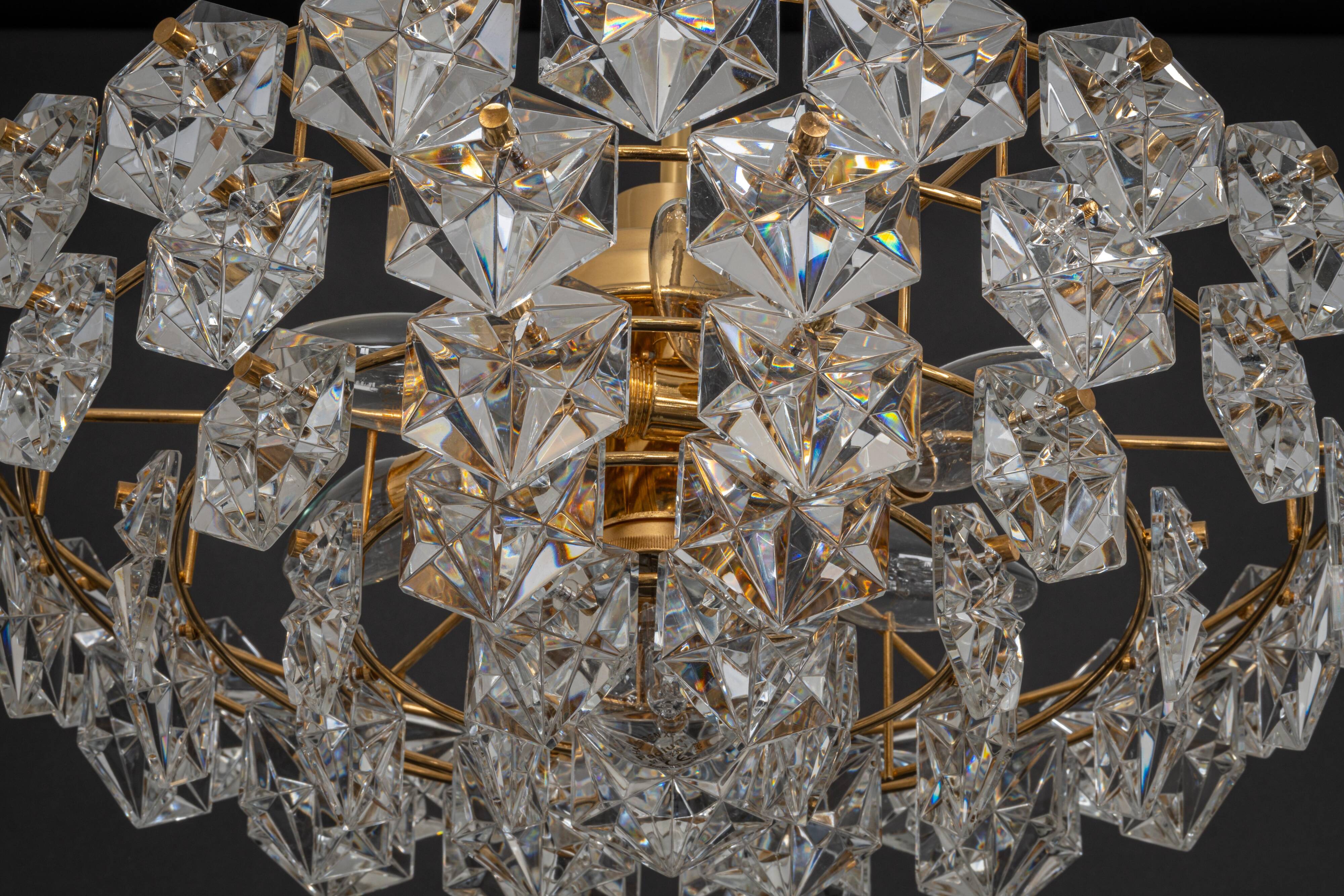 Lustre, laiton et verre de cristal par Kinkeldey, Allemagne, années 1970