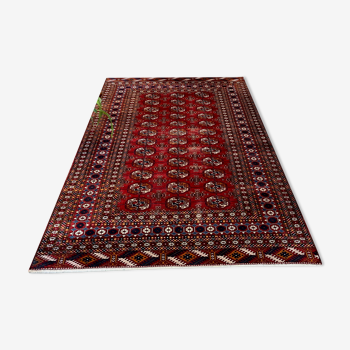 Antique Turkmen Yomut Rug, 192x125 cm Turkoman Bokhara Red Black Beige