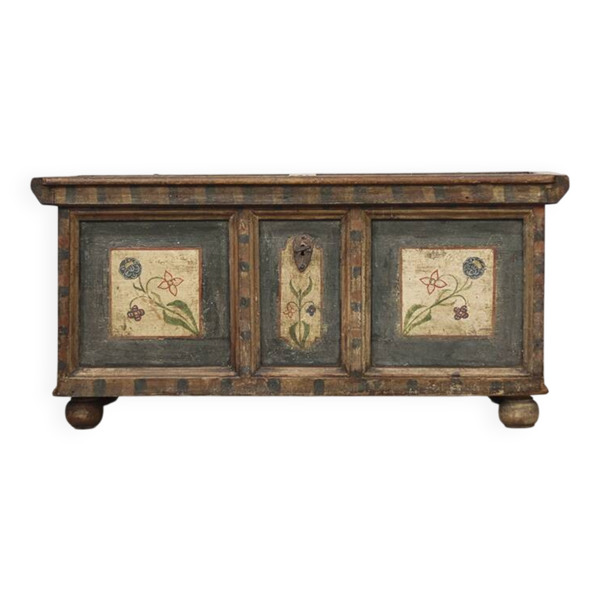 Folk art painted bridal chest