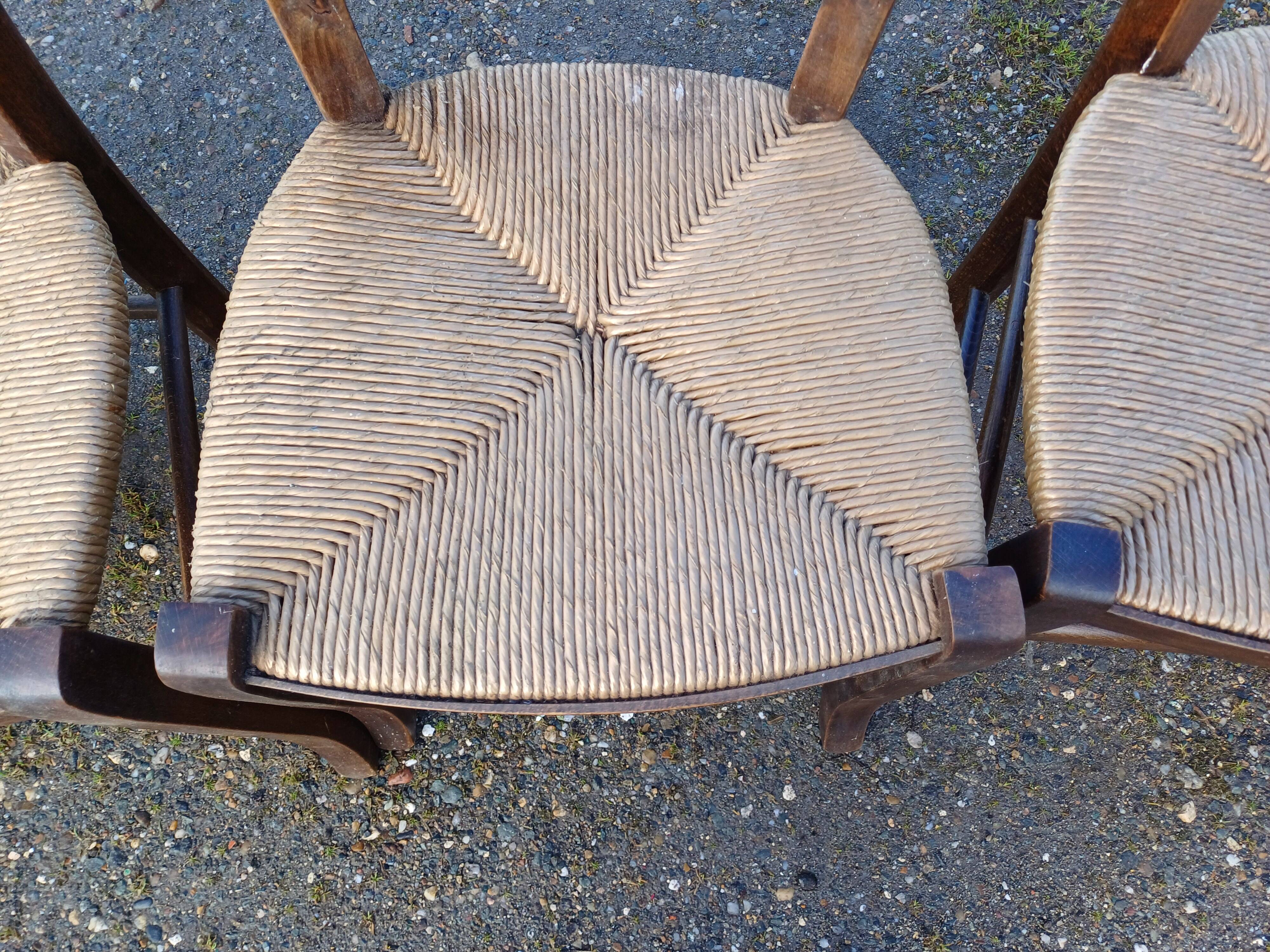 7 Old Straw Chairs
