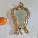 Small vintage 19th century mirror or hand mirror, bronze, beveled glass, baroque, rococo style.