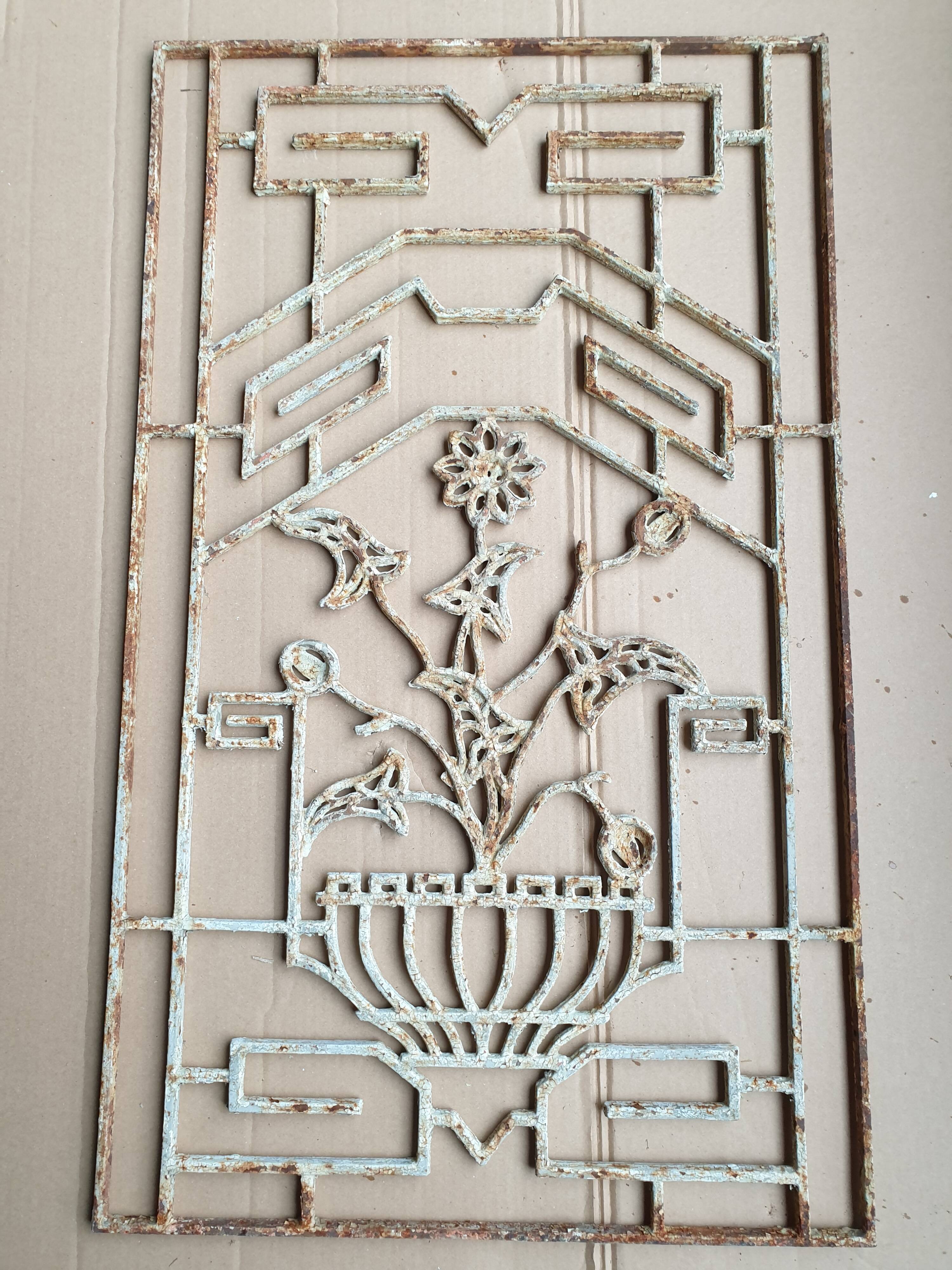 Art deco cast iron door grille