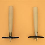 Set of two mid-century appliques in satin glass, crystal and chromed brass