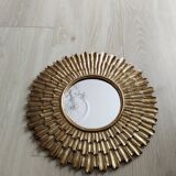 Golden sun mirror, in resin, 31 cm