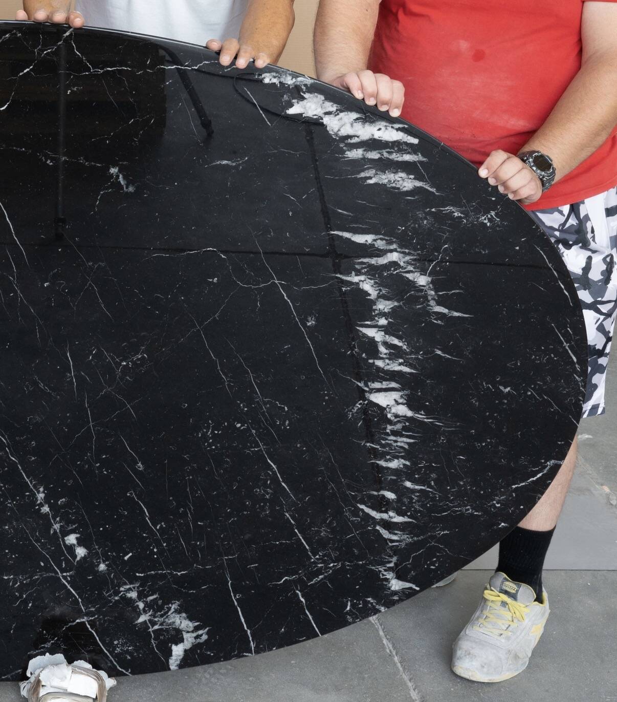 Originele Knoll Tulip ovale 198x121cm Nero Marquina glanzend in NIEUWSTAAT!
