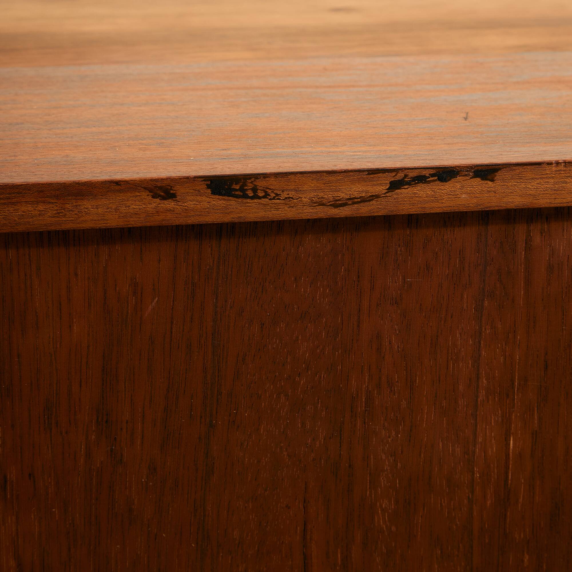 Rosewood and Teak Low Sideboard with Sliding Doors, 1960s