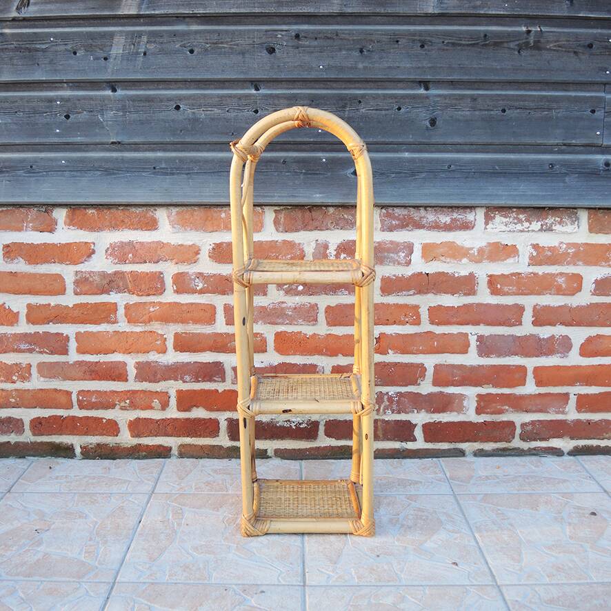 Ancienne colonne 3 étagères en bambou et osier