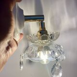 Applique abat-jour vintage en verre  et pampilles anciennes