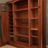 Art Nouveau glass library in walnut burl