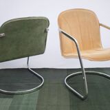 2 chaises vintage cantilever chrome