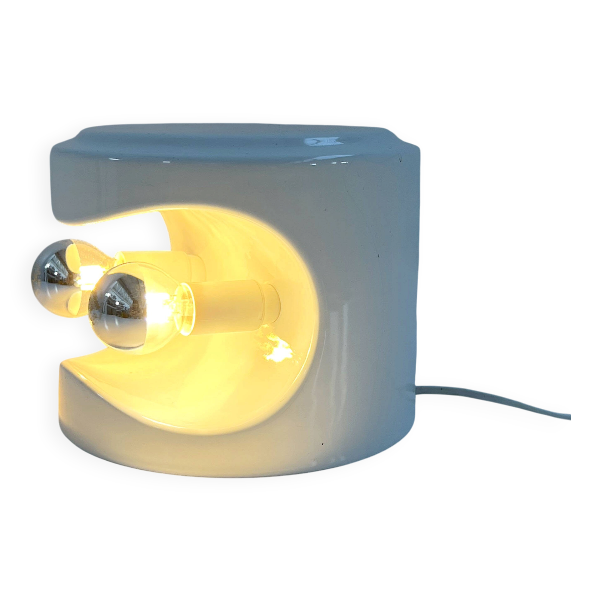 White ceramic table lamp by Perdomello 70, 1970