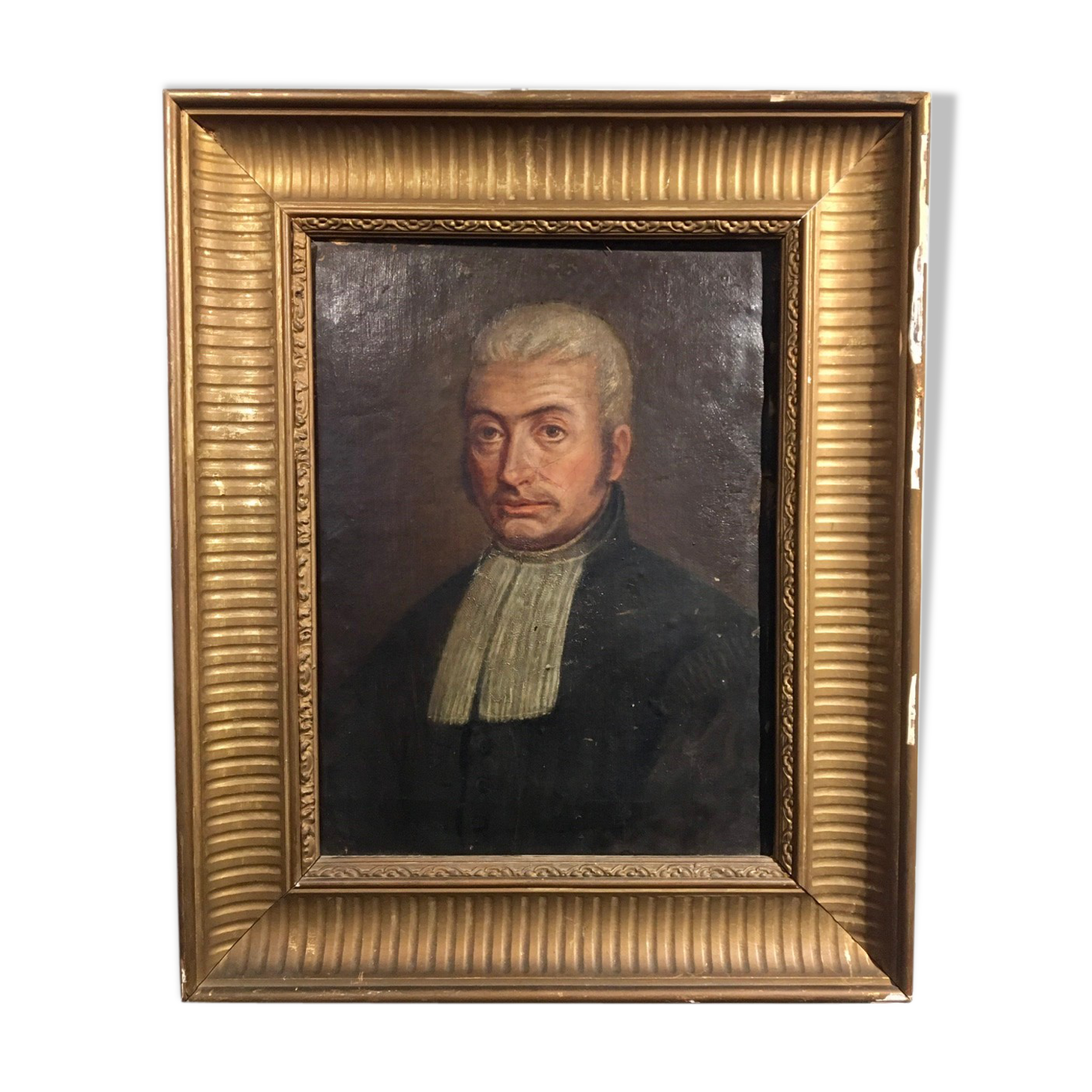 Ancient painting, portrait of a man of law, 19th century