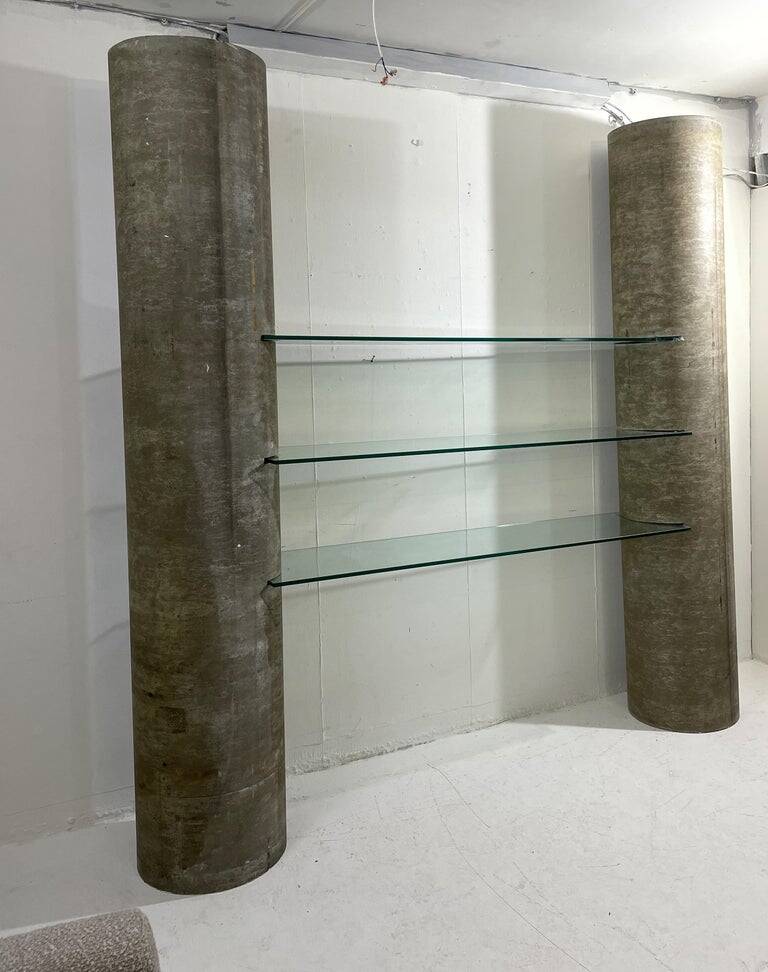 Sculptural brutalist shelf in Eternit fibrociment concrete from the 1980s.