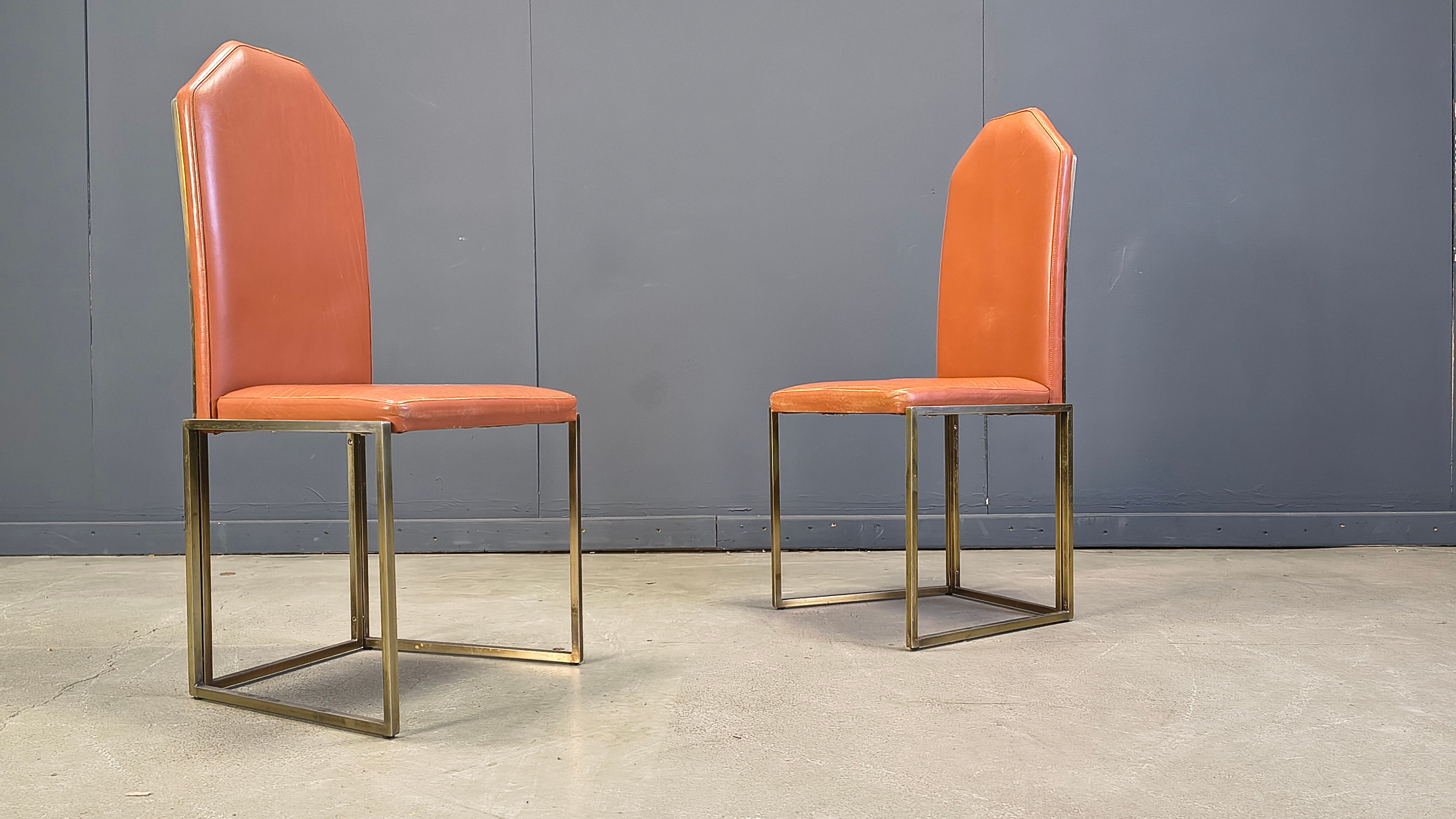 Vintage brass dining chairs by Belgochrom, 1970s