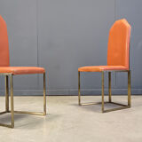 Vintage brass dining chairs by Belgochrom, 1970s