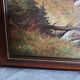Oil print on wood signed deer motifs in the mountains framed