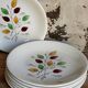 Seven vintage plates in fine earthenware from Gien service Gentilly